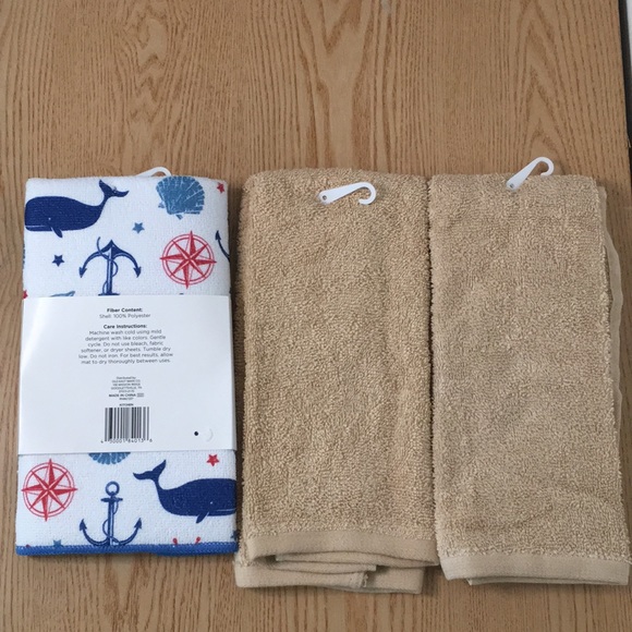 New Bundle Of 3 Nautical Beachy 1-Kitchen Dish Drying May & 2 Bath Hand Towels - Picture 6 of 6